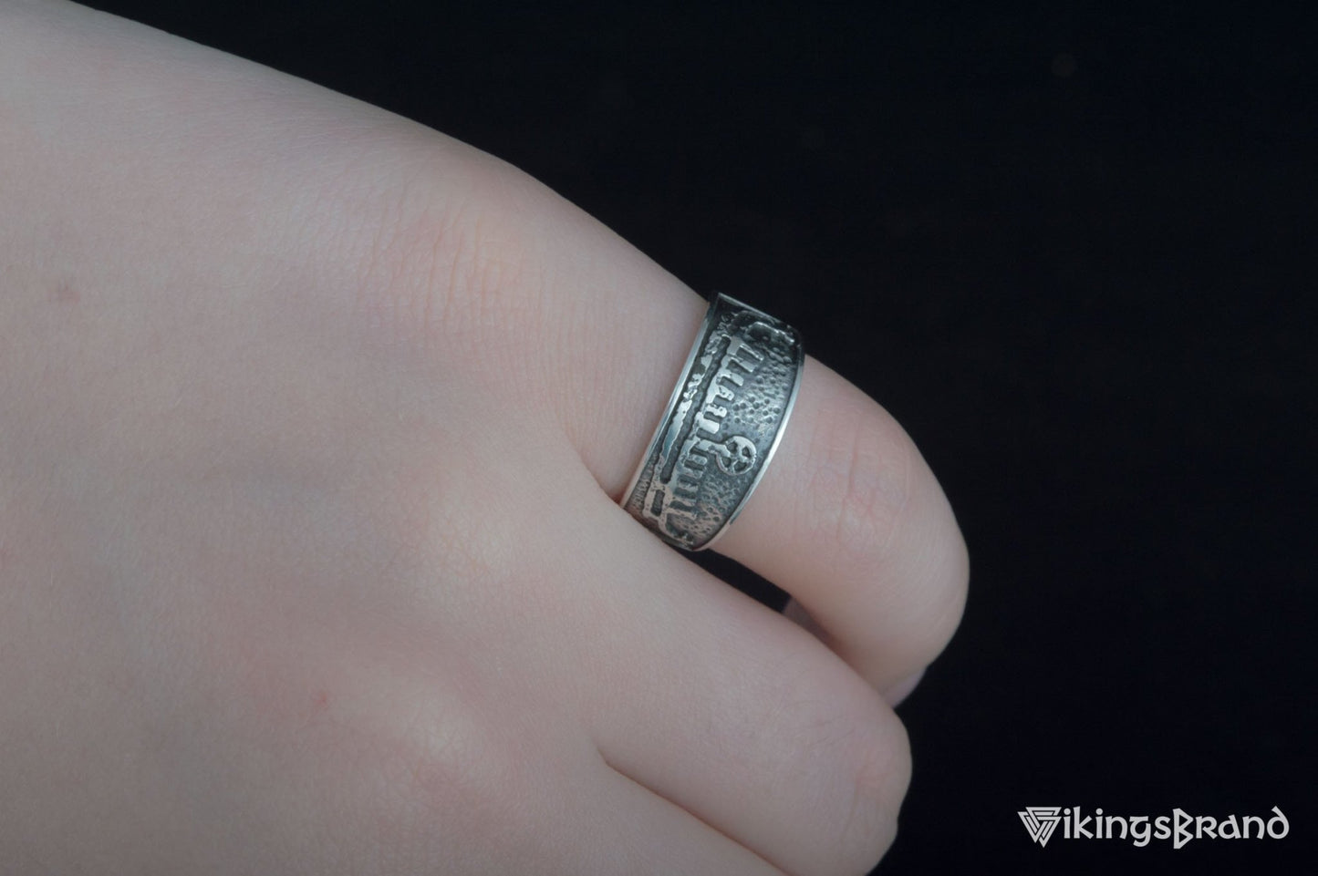 Vikings Ring with Drakkar Viking Symbol Sterling Silver Handcrafted Norse Jewelry