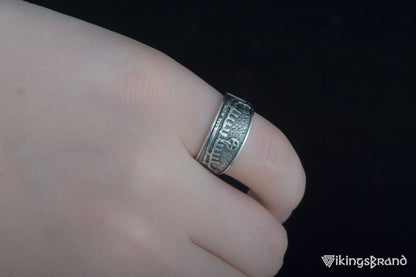 Vikings Ring with Drakkar Viking Symbol Sterling Silver Handcrafted Norse Jewelry