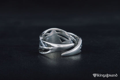 Vikings Ring with Helm of Awe Sterling Silver Handmade Jewelry