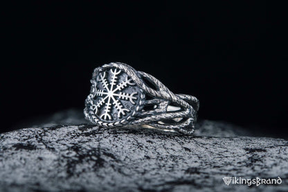 Vikings Ring with Helm of Awe Sterling Silver Handmade Jewelry
