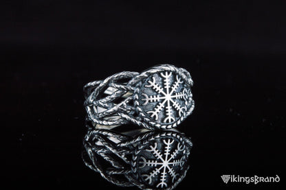 Vikings Ring with Helm of Awe Sterling Silver Handmade Jewelry