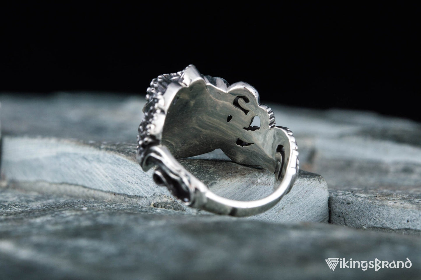 Vikings Ring with Ornament Sterling Silver Handcrafted Jewelry