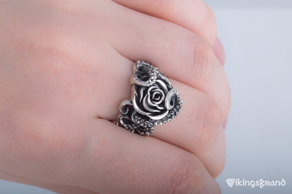 Vikings Ring with Ornament Sterling Silver Handcrafted Jewelry