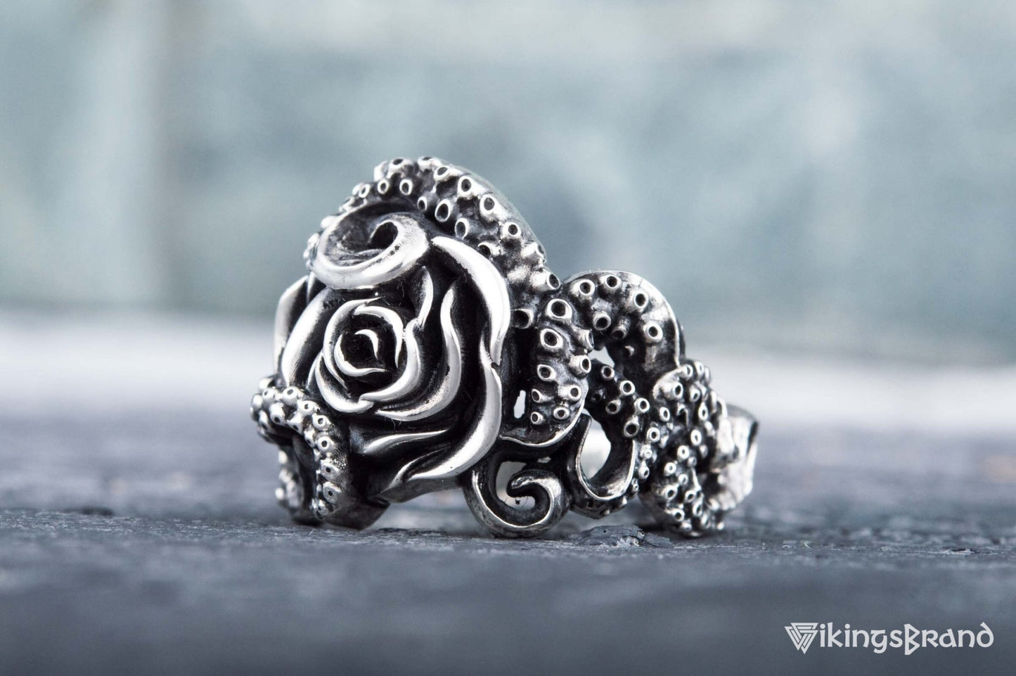 Vikings Ring with Ornament Sterling Silver Handcrafted Jewelry