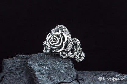 Vikings Ring with Ornament Sterling Silver Handcrafted Jewelry