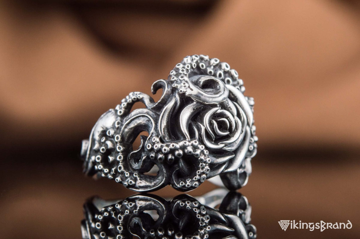 Vikings Ring with Ornament Sterling Silver Handcrafted Jewelry