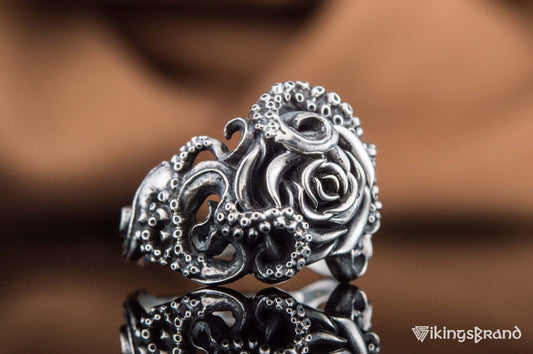 Vikings Ring with Ornament Sterling Silver Handcrafted Jewelry