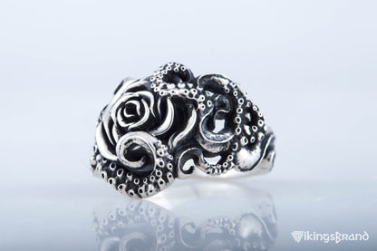 Vikings Ring with Ornament Sterling Silver Handcrafted Jewelry