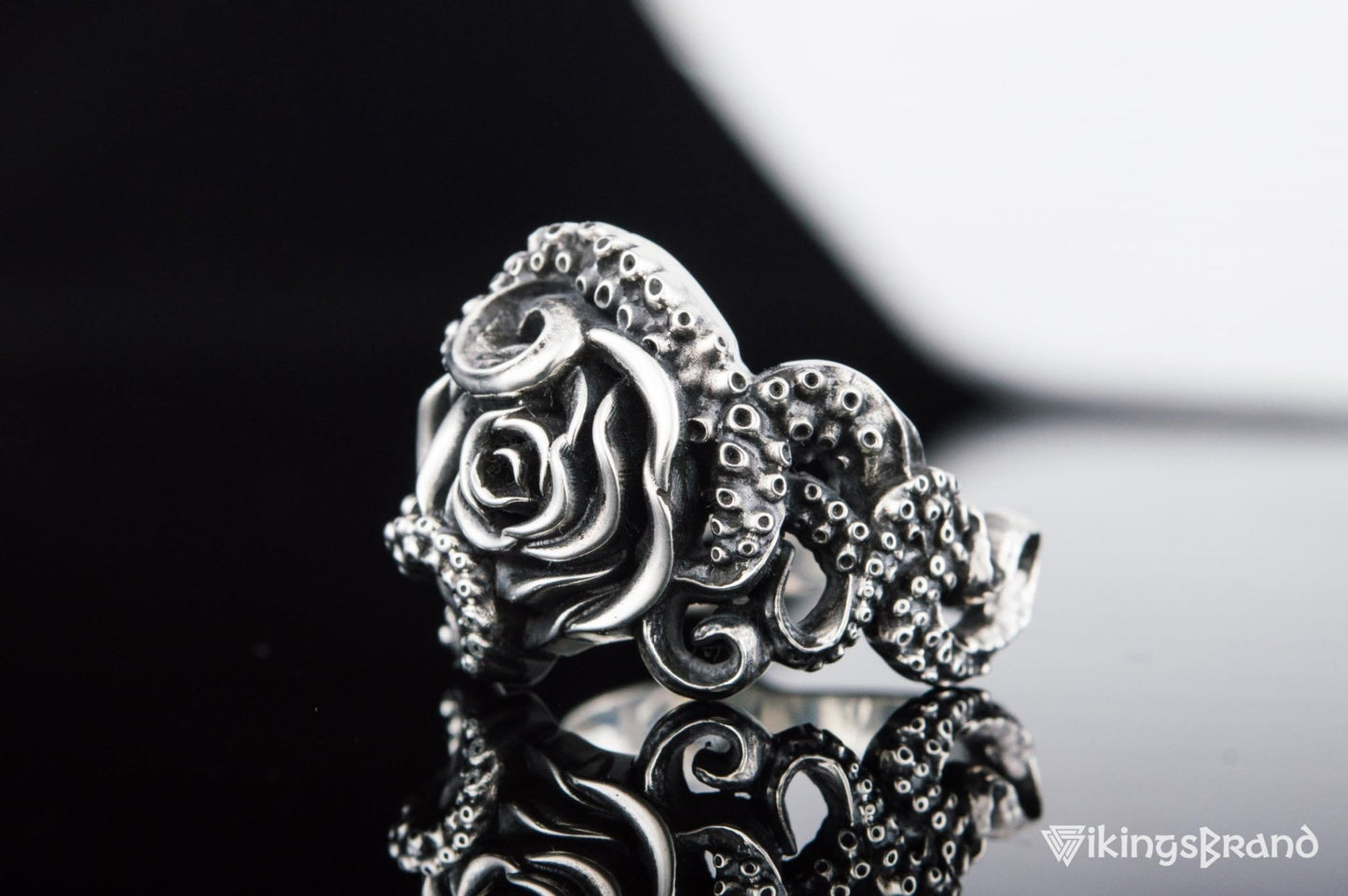 Vikings Ring with Ornament Sterling Silver Handcrafted Jewelry