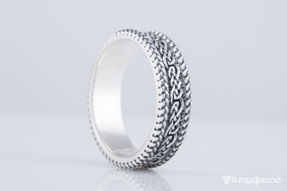 Vikings Ring with Ornament Sterling Silver Handcrafted Viking Jewelry