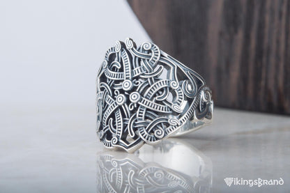 Vikings Ring with Ornament Sterling Silver Handmade Jewelry