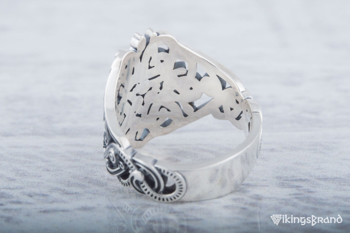 Vikings Ring with Ornament Sterling Silver Handmade Jewelry