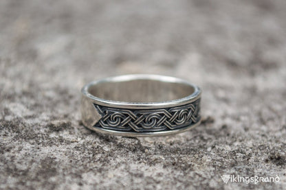 Vikings Ring with Ornament Sterling Silver Viking Jewelry