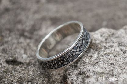 Vikings Ring with Ornament Sterling Silver Viking Jewelry