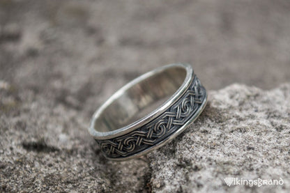 Vikings Ring with Ornament Sterling Silver Viking Jewelry