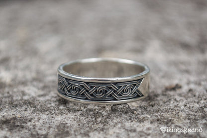 Vikings Ring with Ornament Sterling Silver Viking Jewelry