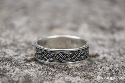 Vikings Ring with Ornament Sterling Silver Viking Jewelry