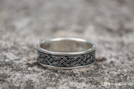 Vikings Ring with Ornament Sterling Silver Viking Jewelry