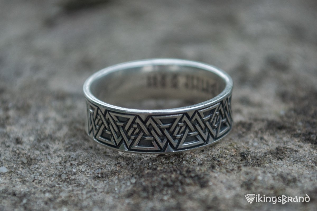 Vikings Ring with Valknut Symbol Sterling Silver Viking Jewelry