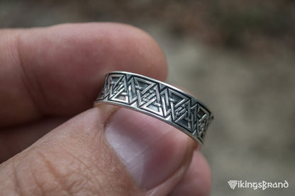 Vikings Ring with Valknut Symbol Sterling Silver Viking Jewelry