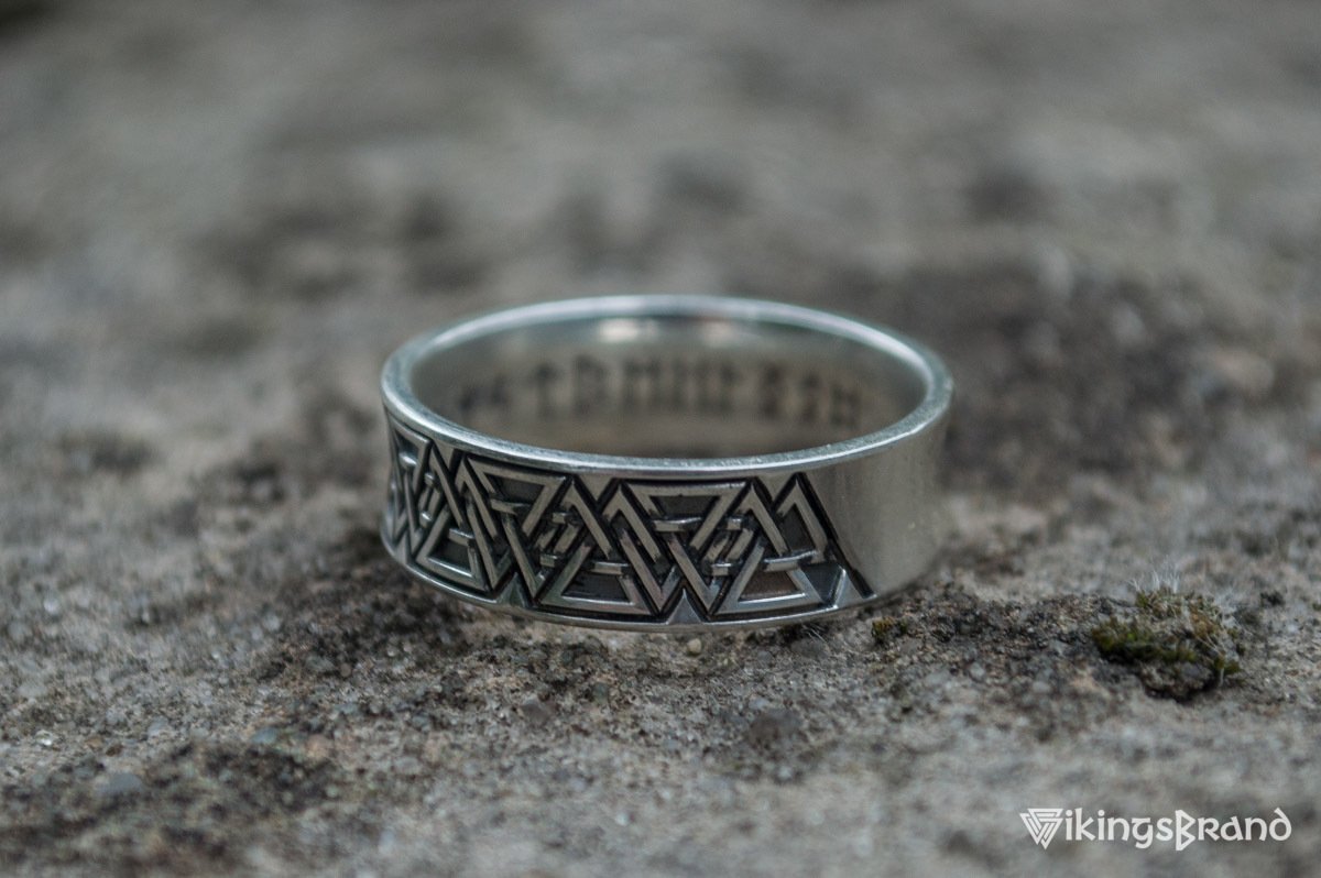 Vikings Ring with Valknut Symbol Sterling Silver Viking Jewelry