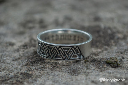 Vikings Ring with Valknut Symbol Sterling Silver Viking Jewelry