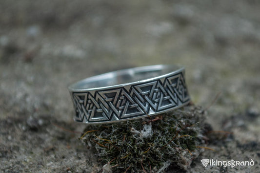 Vikings Ring with Valknut Symbol Sterling Silver Viking Jewelry