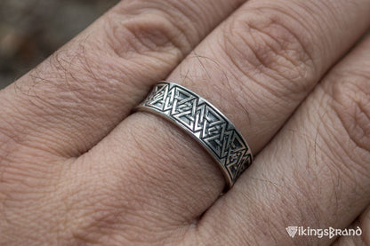 Vikings Ring with Valknut Symbol Sterling Silver Viking Jewelry