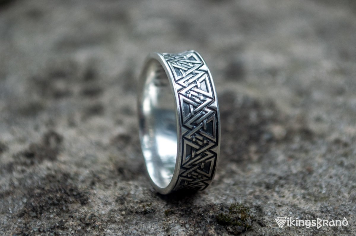 Vikings Ring with Valknut Symbol Sterling Silver Viking Jewelry
