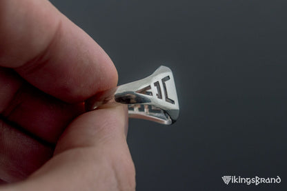 Vikings Ring with Veles Viking Symbol Sterling Silver Handmade Unique Jewelry