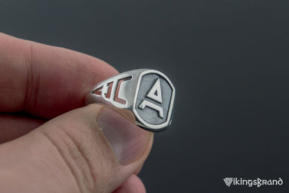 Vikings Ring with Veles Viking Symbol Sterling Silver Handmade Unique Jewelry