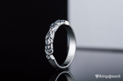 Vikings Ring with Viking Ornament Sterling Silver Jewelry