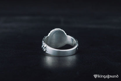 Vikings Ring with Viking Shield in Tree Sterling Silver Handmade Jewelry