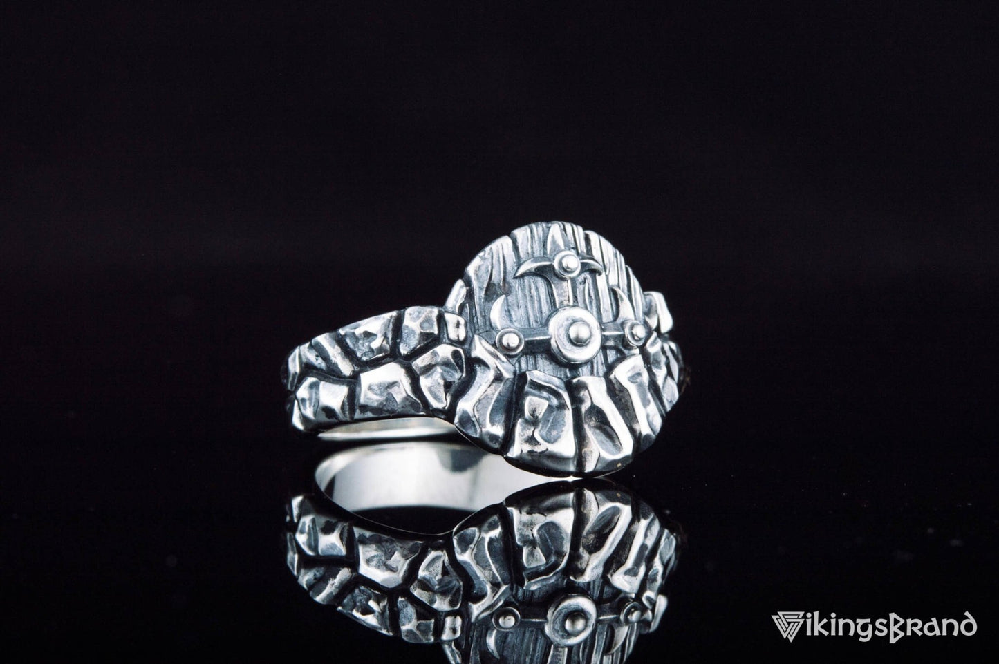 Vikings Ring with Viking Shield in Tree Sterling Silver Handmade Jewelry