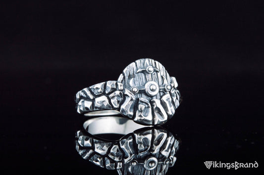 Vikings Ring with Viking Shield in Tree Sterling Silver Handmade Jewelry