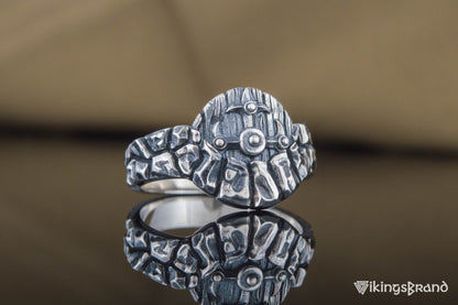 Vikings Ring with Viking Shield in Tree Sterling Silver Handmade Jewelry