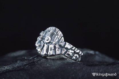 Vikings Ring with Viking Shield in Tree Sterling Silver Handmade Jewelry