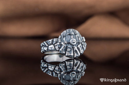 Vikings Ring with Viking Shield in Tree Sterling Silver Handmade Jewelry