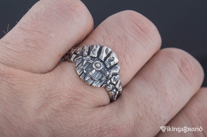 Vikings Ring with Viking Shield in Tree Sterling Silver Handmade Jewelry