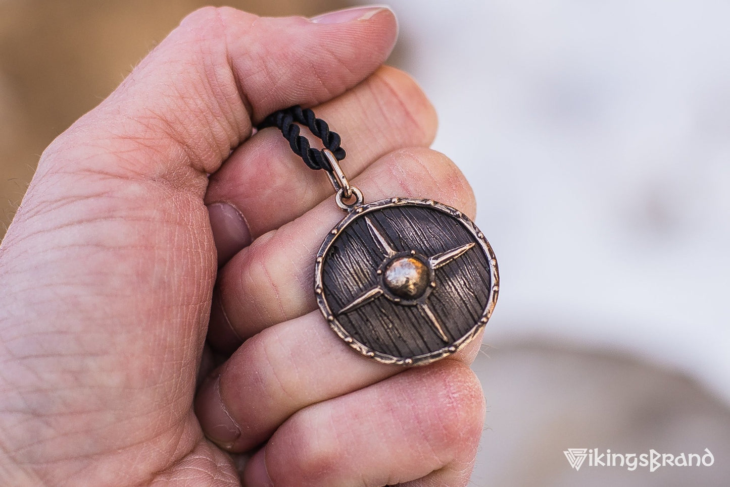 Vikings Shield Necklace Unique Bronze Viking Pendant