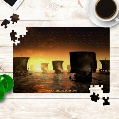 Vikings Ships on the Foggy Water Jigsaw Puzzle