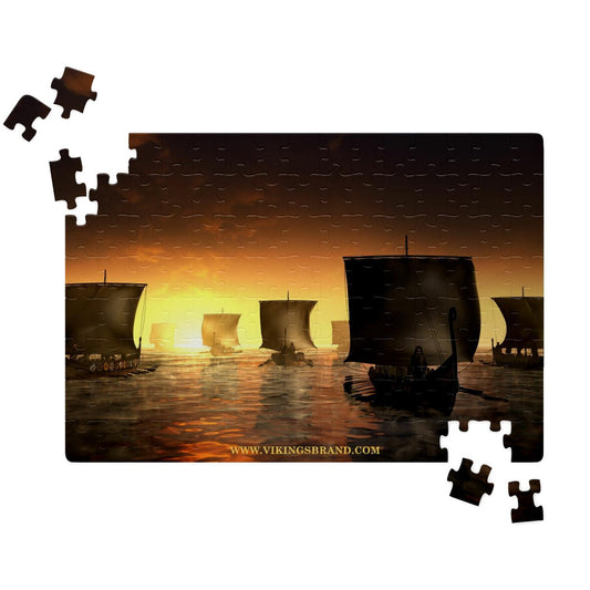 Vikings Ships on the Foggy Water Jigsaw Puzzle
