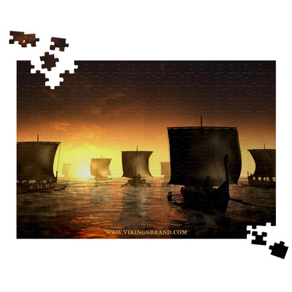 Vikings Ships on the Foggy Water Jigsaw Puzzle