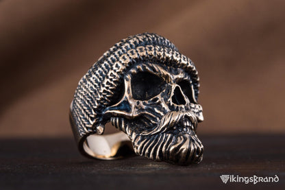 Vikings Skull Biker Ring Bronze Unique Handmade Jewelry