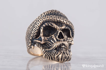 Vikings Skull Biker Ring Bronze Unique Handmade Jewelry