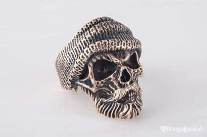 Vikings Skull Biker Ring Bronze Unique Handmade Jewelry