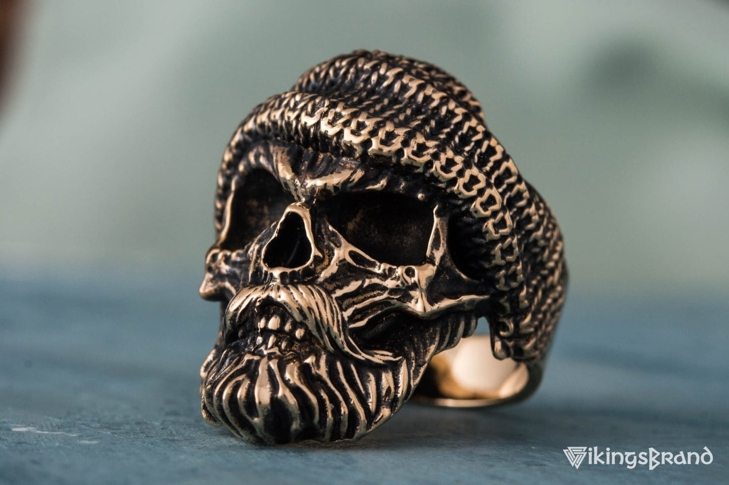 Vikings Skull Biker Ring Bronze Unique Handmade Jewelry