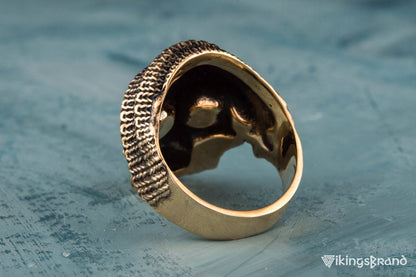 Vikings Skull Biker Ring Bronze Unique Handmade Jewelry