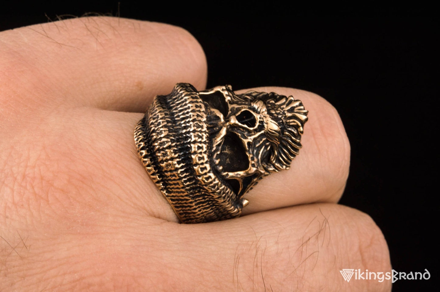 Vikings Skull Biker Ring Bronze Unique Handmade Jewelry