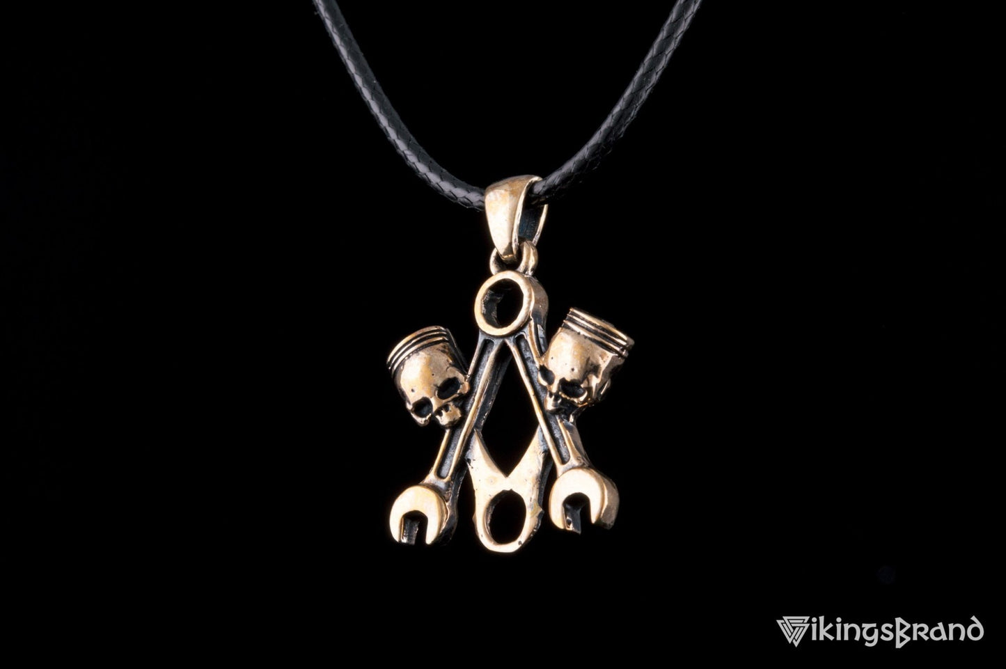 Vikings Skull with Forcers Pendant Bronze Biker Jewelry